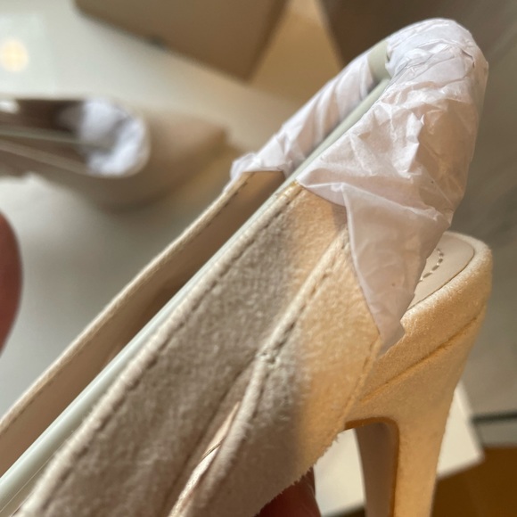 SIZE 7 WOMENS SLINGBACK DRESS PUMP HEELS - CREAM COLOUR - Picture 7 of 10